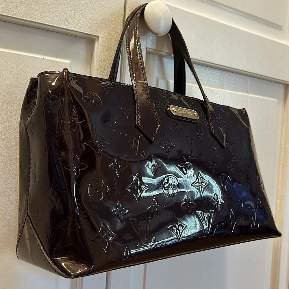 ✨ LOUIS VUITTON ✨ Authentic Monogram Vernis Wilshire PM Handbag Amarante Purple - Picture 7 of 16